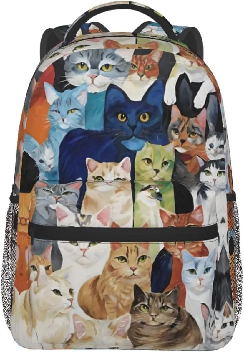 Multipurpose marketable host syndrome Shoulder Bag, Cats Animal Art Casual Daypack Polyester Daypack Backpack for Trekking Picnic Walking Cycling - Large Capacity Anti-Theft 