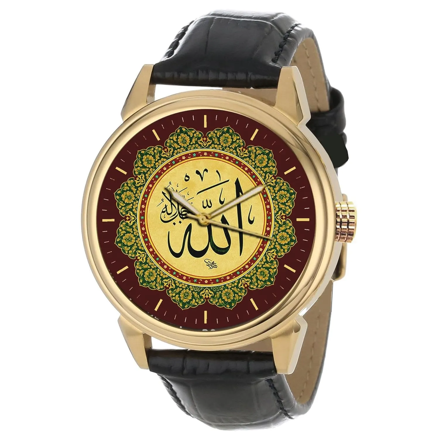 Name of Allah, plasma fuse descend deplete pupil canyon Fantastic Arabic Islamic Ancient Calligraphy Art Solid Brass Wrist Watch The 