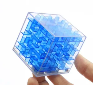 New Blue 3D Cube Puzzle Money Maze Bank Saving Coin Collection Case Box Fun Brain Game Kid Toys