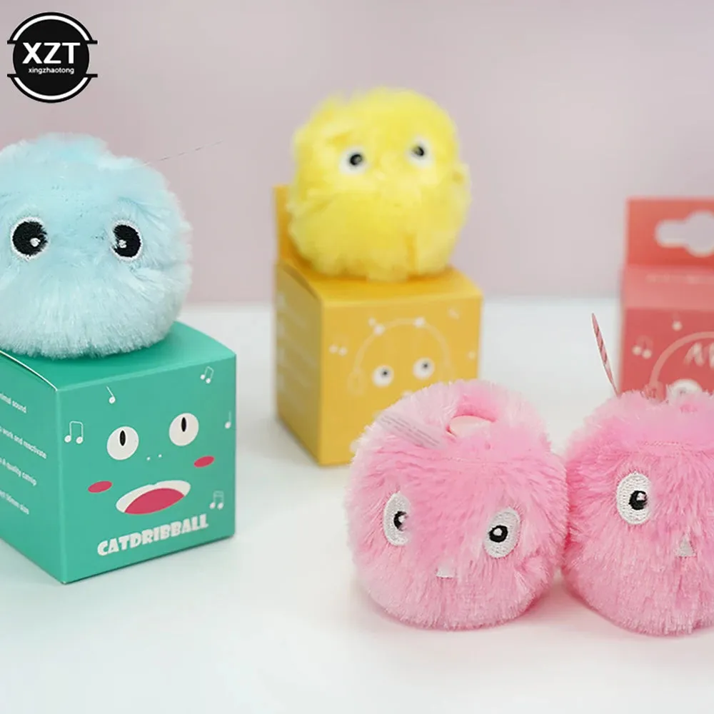 NEW Pet Smart Cat Toys Interactive Ball Plush Electric Catnip Training Toy Kitten Touch Sounding Pet Product Squeak Toy Cat Ball