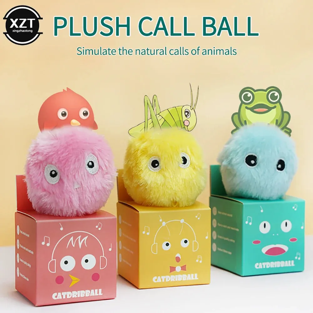 NEW Pet Smart Cat Toys Interactive Ball Plush Electric Catnip Training Toy Kitten Touch Sounding Pet Product Squeak Toy Cat Ball