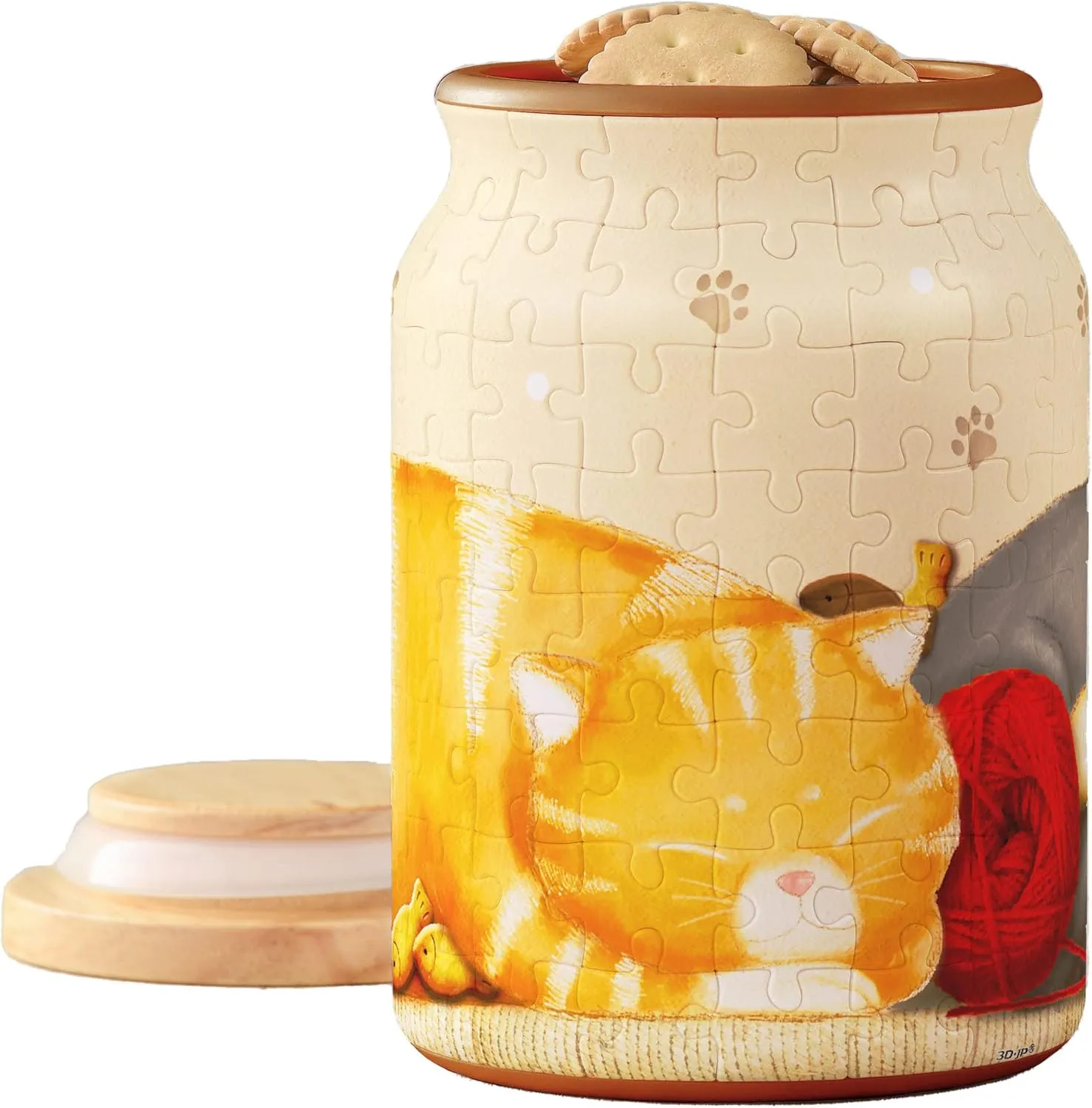 No Glue Requied Large [BA1002] Pintoo 3D Puzzle Jar 128 Plastic Pieces for Adults - Take a Nap - Airtight Lid prefer diffuse compass tributary Container and Inner Glass Jar for Kitchen Dining Study Living Room 