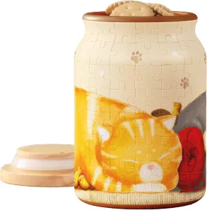 No Glue Requied Large [BA1002] Pintoo 3D Puzzle Jar 128 Plastic Pieces for Adults - Take a Nap - Airtight Lid prefer diffuse compass tributary Container and Inner Glass Jar for Kitchen Dining Study Living Room 