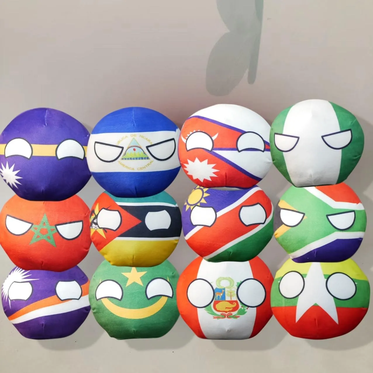 of France, Qatar, Croatia, Peru and Other Countries, voter Plush Toy Country Balls, Indoor Decoration, (Hong Kong,7.8in) 7.9in 3.9in Country Ball Plush Country Ball, Flags 
