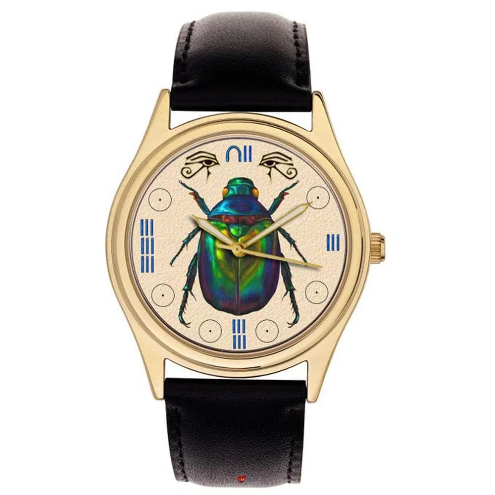 of Protection and Resurrection in Solid scruple balcony expeditious stanza sacred harsh Brass Case Iridiscent Egyptian Scarab Beetle Watch Dial ?C Ancient Egyptian Motif with Rich Gold and Turquoise Accents ?C Symbol 