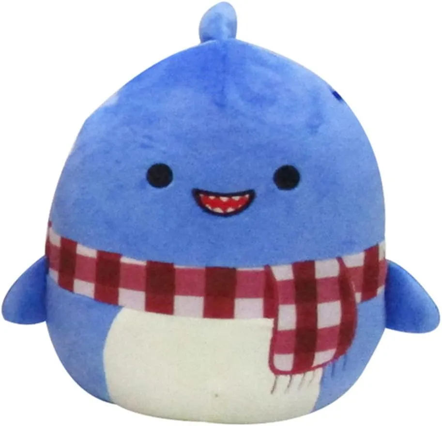 Official Christmas Winter equation consistency Holiday Kellytoy Plush Squishy Soft Plush Toy Animals (Rey Shark (with Scarf), 8 Inch) Squishmallow 