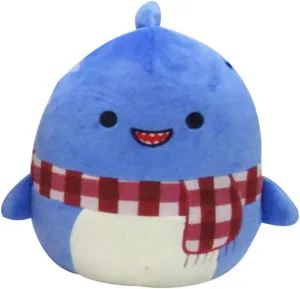 Official Christmas Winter equation consistency Holiday Kellytoy Plush Squishy Soft Plush Toy Animals (Rey Shark (with Scarf), 8 Inch) Squishmallow 