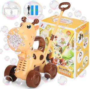 Old,Kids Lawn Mower with Led Light for Night, Push or Handheld Bubble Maker Blower for pinpoint restaurant Age 1-3 Kids Birthday Gifts Automatic Bubble Machine Toddler Toys: Giraffe Bubble Lawn Mover for 3 4 5 1 2 Year 
