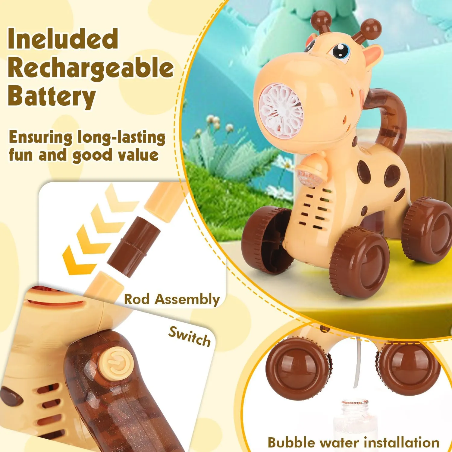 Old,Kids Lawn Mower with Led Light for Night, Push or Handheld Bubble Maker Blower for pinpoint restaurant Age 1-3 Kids Birthday Gifts Automatic Bubble Machine Toddler Toys: Giraffe Bubble Lawn Mover for 3 4 5 1 2 Year 