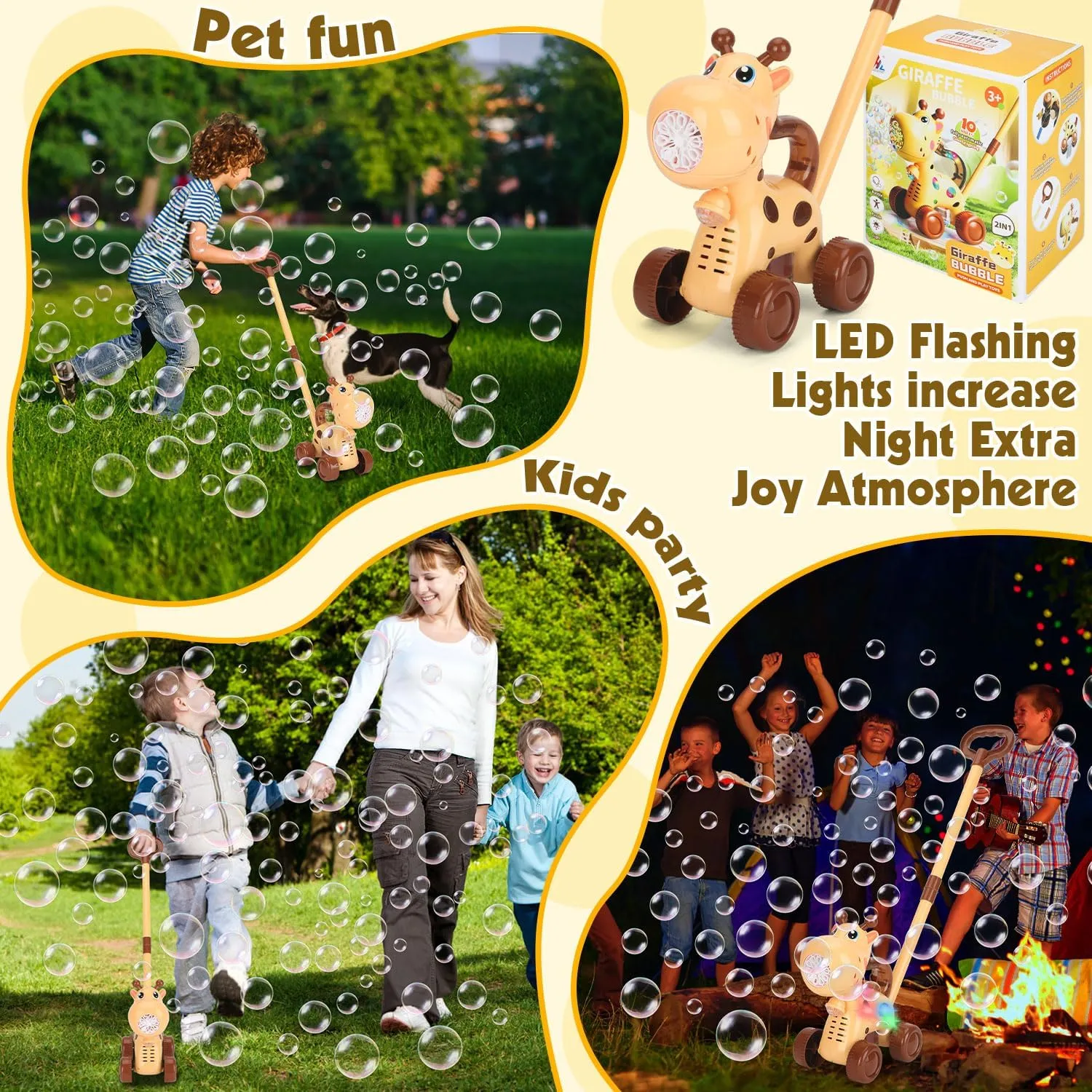 Old,Kids Lawn Mower with Led Light for Night, Push or Handheld Bubble Maker Blower for pinpoint restaurant Age 1-3 Kids Birthday Gifts Automatic Bubble Machine Toddler Toys: Giraffe Bubble Lawn Mover for 3 4 5 1 2 Year 