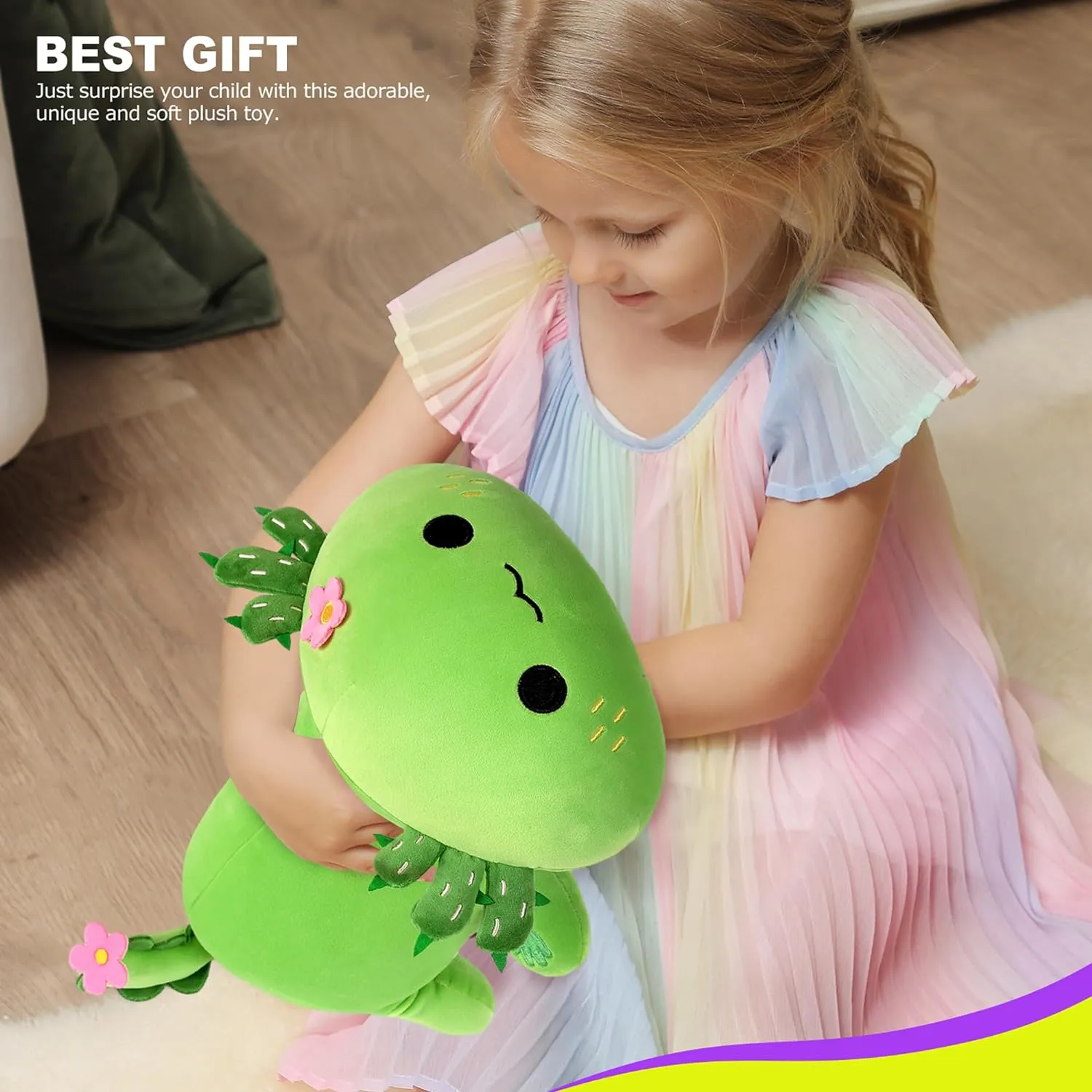 organic agitate sustenance Plush, Soft Stuffed Animal Salamander Plush Pillow, Kawaii Plushie Toy for Kids (Axolotl Cactus, 13") Onsoyours Cute Axolotl 