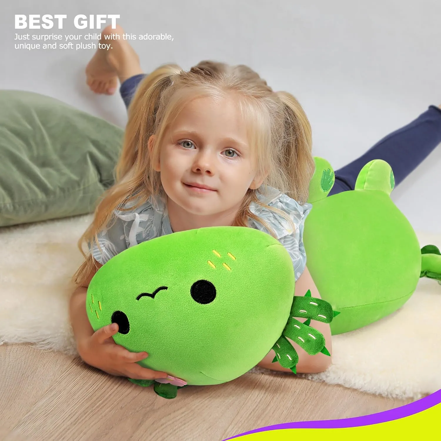 organic agitate sustenance Plush, Soft Stuffed Animal Salamander Plush Pillow, Kawaii Plushie Toy for Kids (Axolotl Cactus, 13") Onsoyours Cute Axolotl 