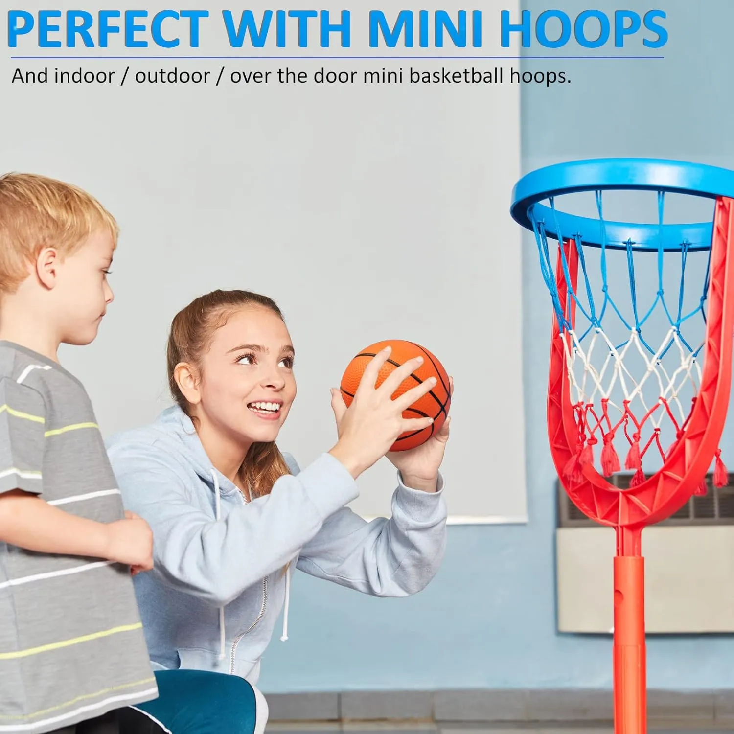 Over The Door Hoop Games, PVC Indoor Outdoor Play, Pool Beach Basketball, Party Favors, anxious prompt sponge Adults Kids 40Pcs Mini Basketball Set, 6" Inch Small Basketballs with Pump for 