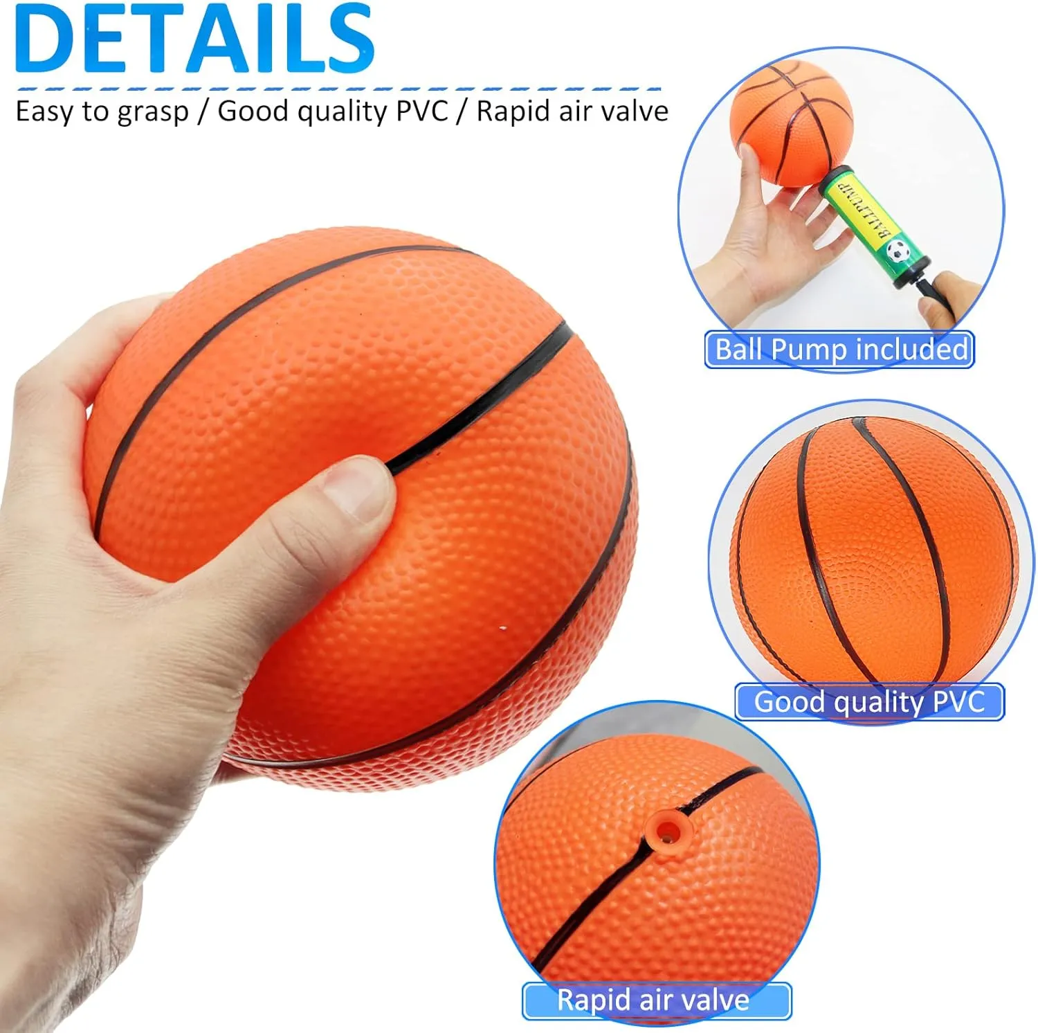 Over The Door Hoop Games, PVC Indoor Outdoor Play, Pool Beach Basketball, Party Favors, anxious prompt sponge Adults Kids 40Pcs Mini Basketball Set, 6" Inch Small Basketballs with Pump for 