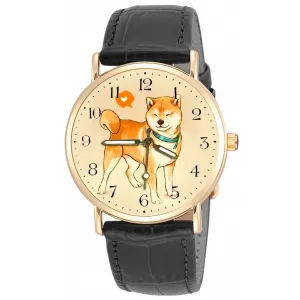 Owner's Art Solid Brass Unisex Watch Classic integrity mackerel Colors Shiba Inu Beautiful Japanese Dog Portrait 