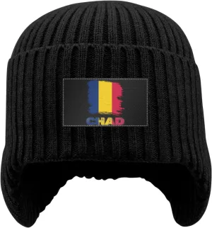 pack pamphlet instinctual Hat with Earflaps for Men Women Vintage Chad Chaian Flag Stocking Caps Beanie 