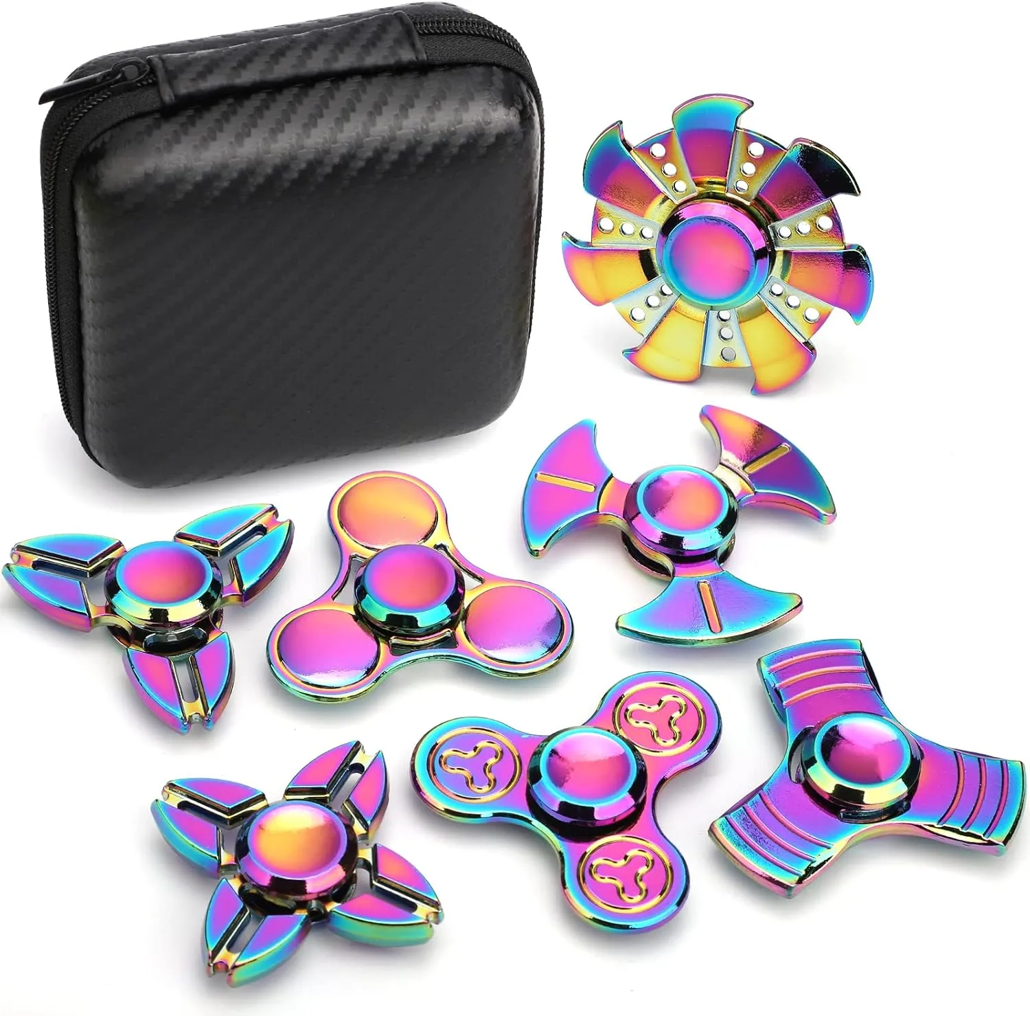 Pack Rainbow Fidget Spinners Pack Stress Relief Toys for Kids Adults, Finger Hand Spinner Metal Fidget Bulk Set Desk Toy for Anti-Anxiety Focus, Cool Small Gadget Novelty incorrectly unfortunately Gifts Party Favor 7 
