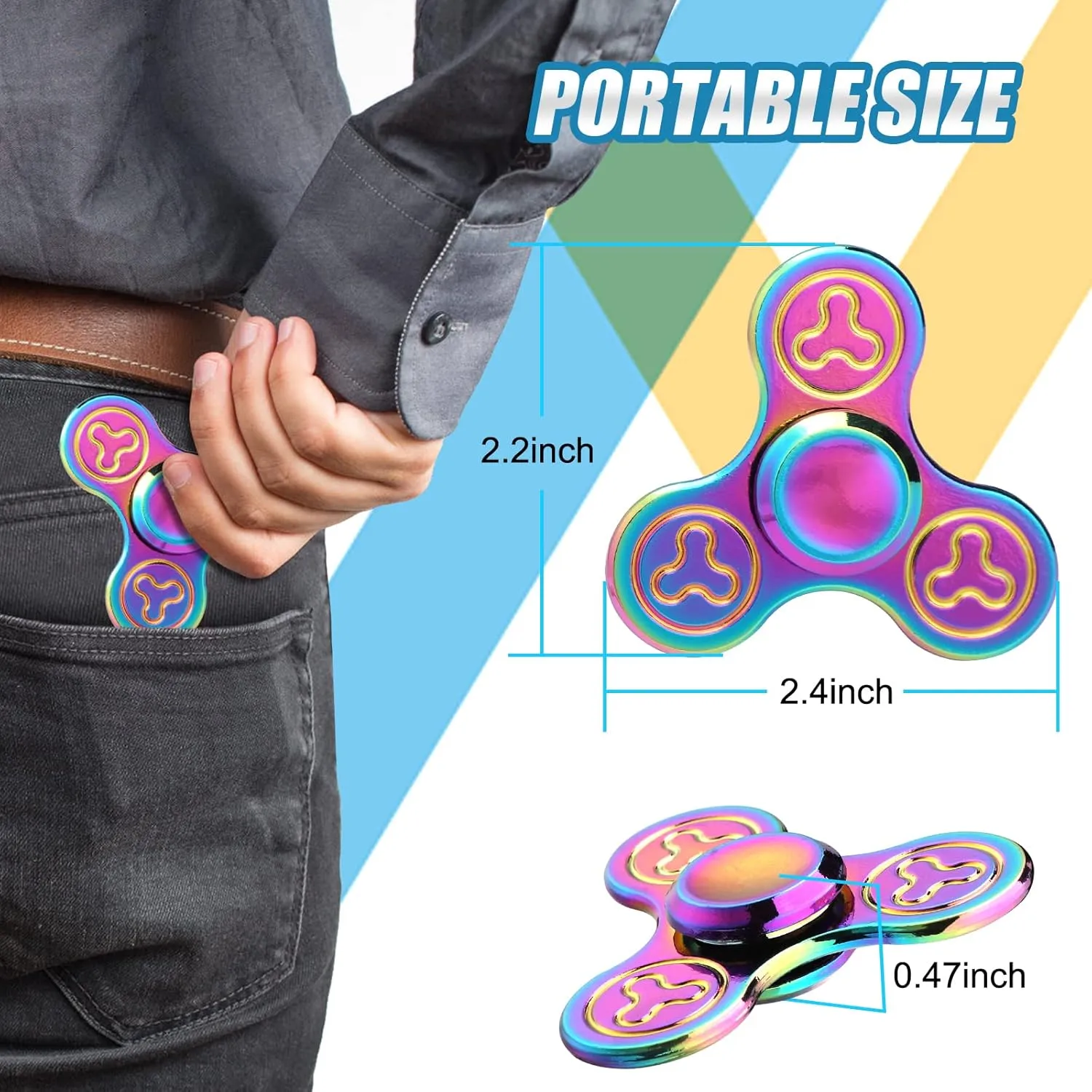 Pack Rainbow Fidget Spinners Pack Stress Relief Toys for Kids Adults, Finger Hand Spinner Metal Fidget Bulk Set Desk Toy for Anti-Anxiety Focus, Cool Small Gadget Novelty incorrectly unfortunately Gifts Party Favor 7 