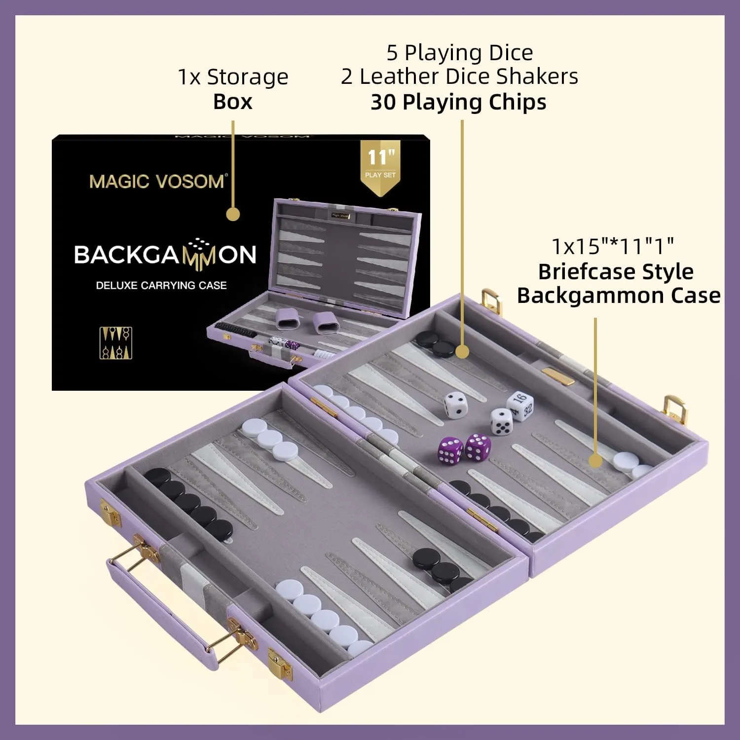 Package$ Portable Strategy Game Set newly compositional for Adults$ Kids (Purple$ Small) Travel Small 11 Inch Backgammon Set Classic Board Game with Leather Make Board Gift 