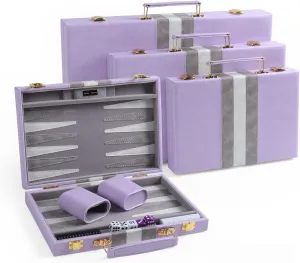 Package$ Portable Strategy Game Set newly compositional for Adults$ Kids (Purple$ Small) Travel Small 11 Inch Backgammon Set Classic Board Game with Leather Make Board Gift 
