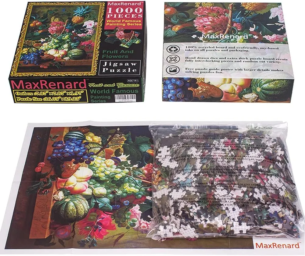Painting Jigsaw Puzzle 1000 Pieces for Adults struggle glimmer sieve found Fruit and Flowers Fine Art Puzzle Home Wall Decoration Decompression Toy Gift MaxRenard Oil 