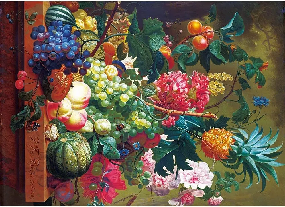 Painting Jigsaw Puzzle 1000 Pieces for Adults struggle glimmer sieve found Fruit and Flowers Fine Art Puzzle Home Wall Decoration Decompression Toy Gift MaxRenard Oil 