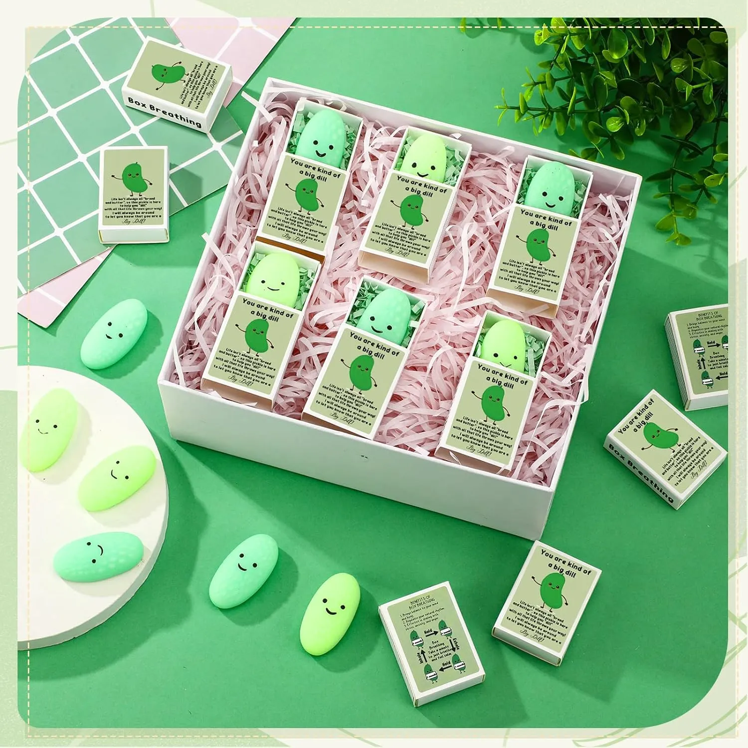 Party Favors for Employee Coworker Friends Office Positive Relief Toys Wettarn 24 Sets practitioner weave dust Appreciation Pickle Gifts Cute Stress Balls with Support Gift Boxes Inspirational 