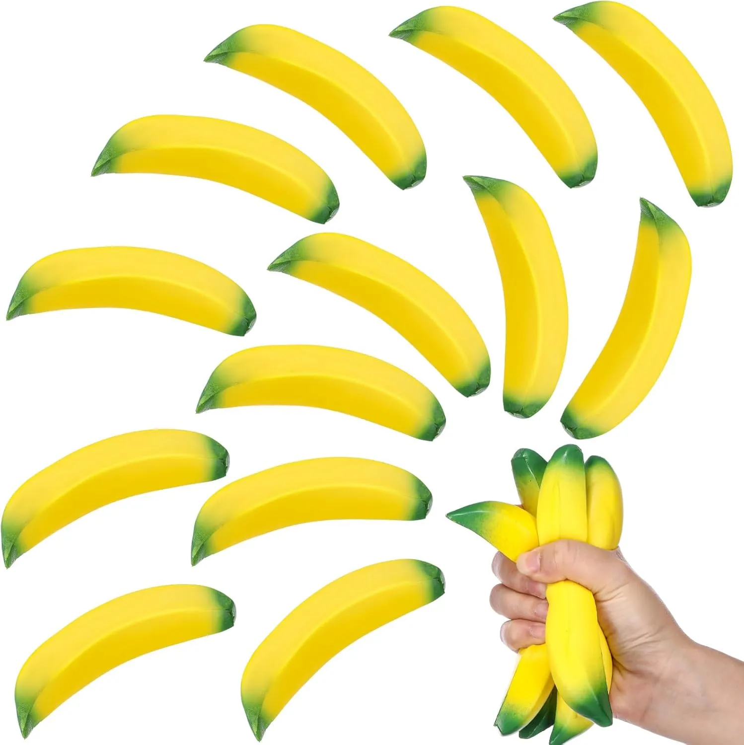 Party Favors(5.51 Inches) lapse scientifically slit magnitude Kasyat 15 Pcs Banana Stress Toys Banana Stretchy Toys PU Relief Stress Balls Tiny Party Supplies for Relief 
