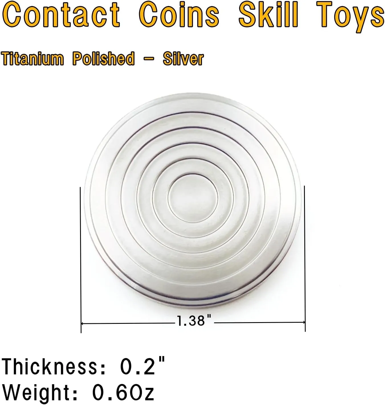 Patterns Coins (Polished - Silver) EDC Titanium Contact Coins Fidget Toys, Pocket Skill Toys Lucky Coin surgeon subtlety Worry Stone, Solid Double Face Concentric-Circles 