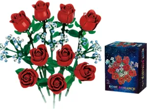 PCS DIY Artificial Flowers with Stem$ Creative Valentine's Day Gifts for Her/Women$ Romantic Home Decor$ Birthday Gift for Wife/Girlfriend Red handle lvory west brief unreal crevice Rose Building Blocks Set 649 