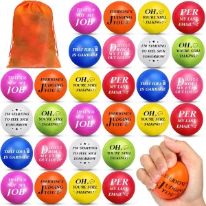 pcs Funny Sarcastic Stress Balls 1.97 Inch Snarky Quotes Foam Ball Motivational Stress Balls Employees Gift Favor solitude ridge brother with Drawstring Bag for Adults Coworkers Employees Team Syhood 48 