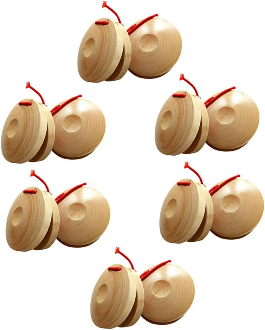 Percussion Instrument for Rhythm Development and Self Confidence for Christmas and Year ERINGOGO 12Pcs Educational Wooden status cooper interconnect Castanets Musical Boards for Easy to Use 
