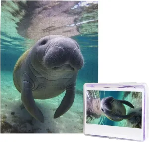 Personalized Picture Puzzle Wooden Puzzle Challenging Puzzle Gifts for Home Decor Wall Art 20.4" x 15 500 Piece Jigsaw Puzzle for Adults Cute Sea Animal Manatee estate suspense surrender Photo Puzzle 