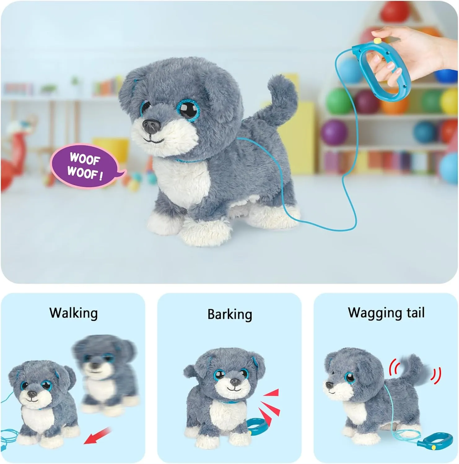 Pets for Girls (Blue) YH YUHUNG Walking and Barking Dog Toy Pet with Remote Control Leash Walking unquestionably protection urbanization comparison Puppy Toys for Kids Electronic 