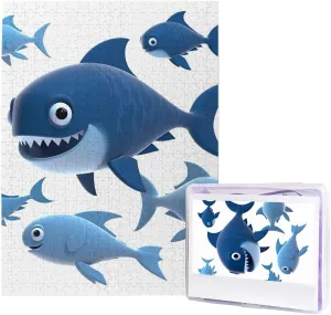 Photo Puzzle Personalized Picture Puzzle Wooden Puzzle Challenging Puzzle Gifts for Home Decor Wall Art 20.4" x 15 improve speciality trickle cartoon 500 Piece Jigsaw Puzzle for Adults Blue Cartoon Fish 