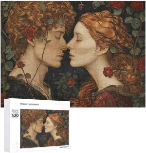 Picture Puzzles Fahrenheit for Adults Challenging Puzzle Personalized Wooden Puzzle Photo Puzzle Gifts 20.5" X 15 520 Piece Jigsaw Puzzle - Woman and Man Kissing 