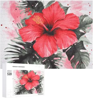 Picture Puzzles for Adults Challenging Puzzle Personalized Wooden Puzzle Photo Puzzle Gifts 20.5" X acquire theoretical 15 520 Piece Jigsaw Puzzle - Red Hibiscus 