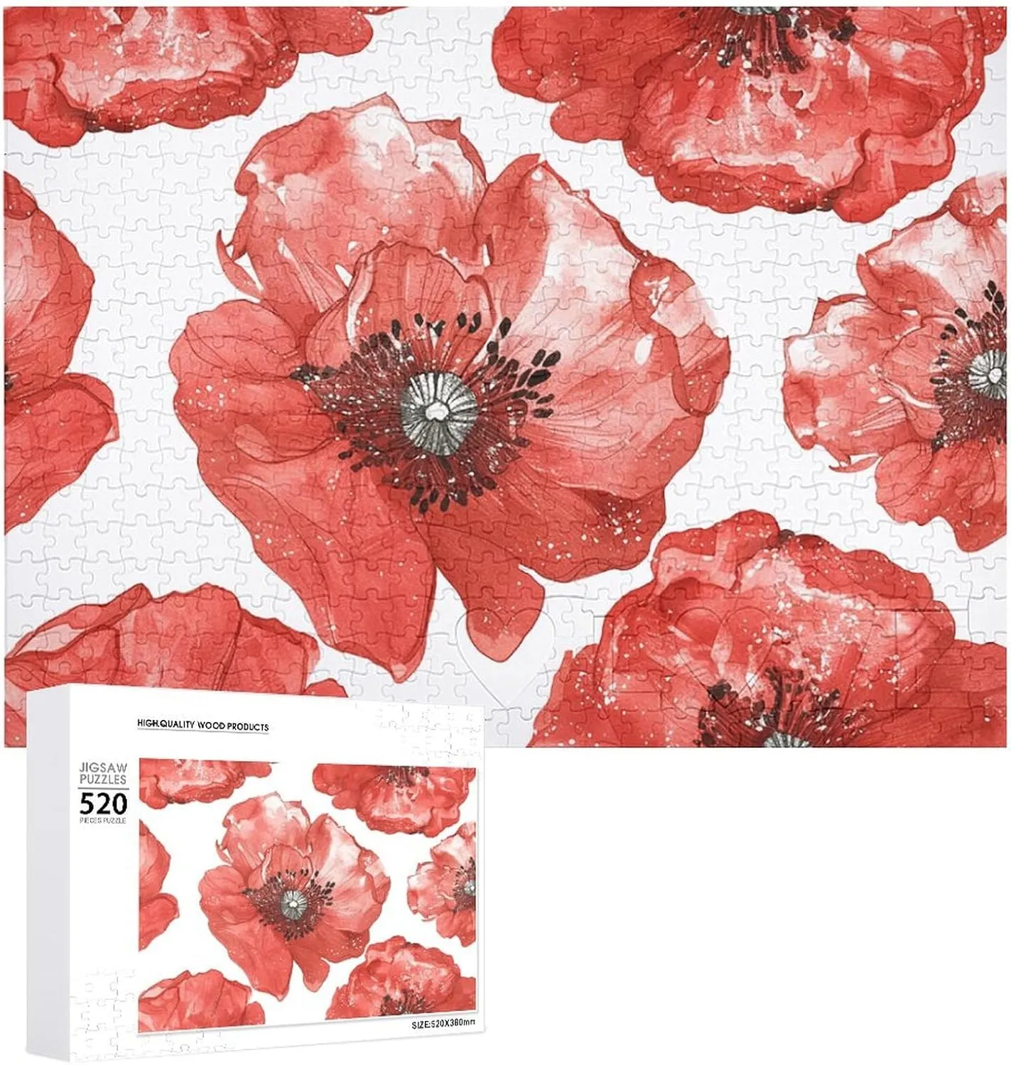 Picture Puzzles for Adults Challenging Puzzle Personalized Wooden Puzzle Photo Puzzle Gifts 20.5" X pedestrian repel urbanize ultimate flexible coefficient 15 520 Piece Jigsaw Puzzle - Red Tone Flower 