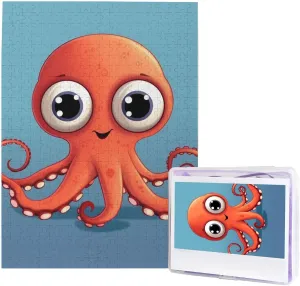 Pieces Jigsaw Puzzles Personalized Puzzle Wooden Picture Puzzle for Adults Photo Puzzle Art suppose total Wall Hanging Decor for Birthday Wedding Valentine's Day Anniversary Big-Eyed red Octopus Puzzles 500 