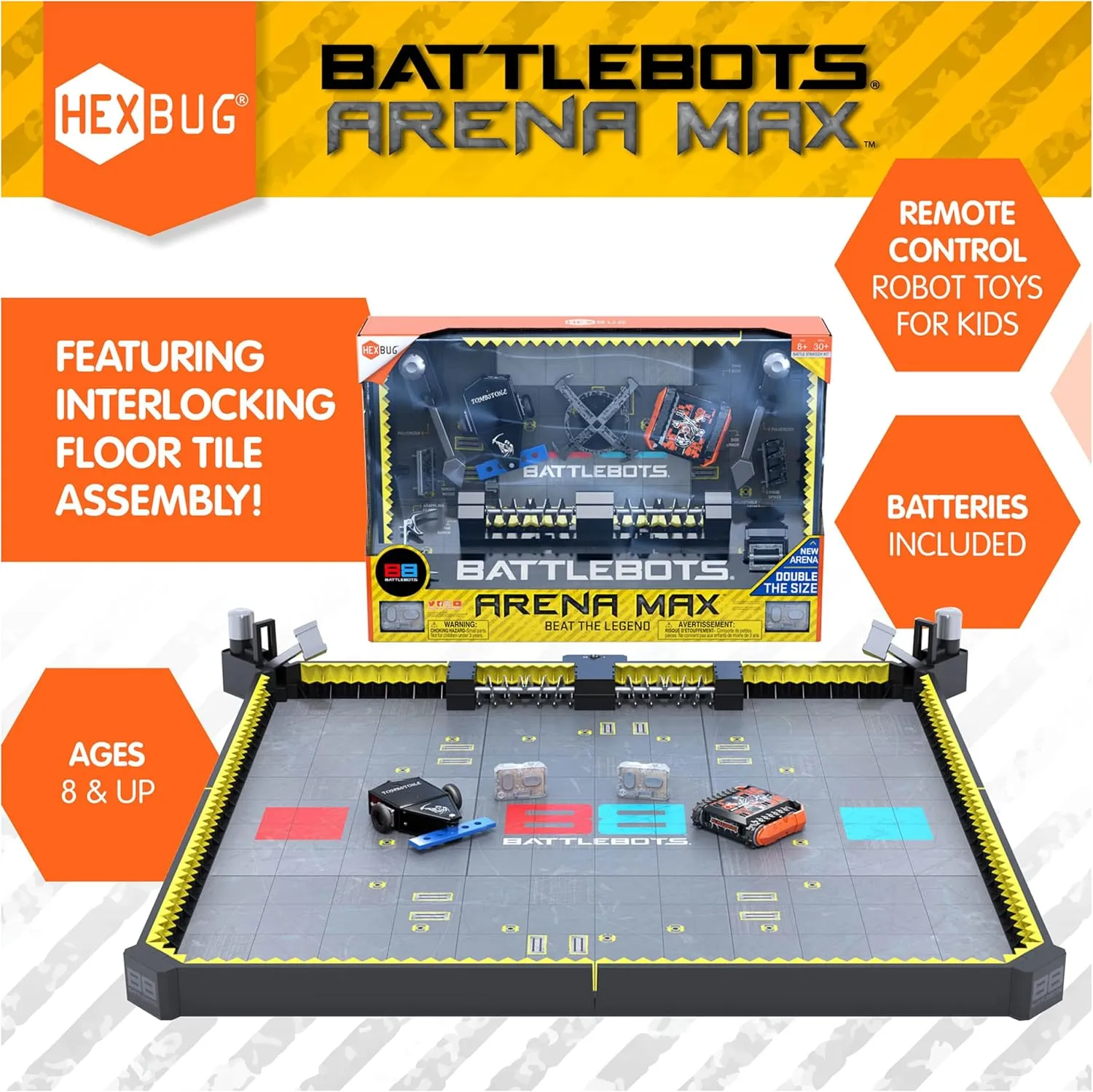 Pieces$ STEM Toys for Boys & Girls Ages 8 & Up$ Batteries Included HEXBUG BattleBots strawberry source inferior purpose nocturnal roll Arena MAX$ Remote Control Robot Toys for Kids with Over 30 