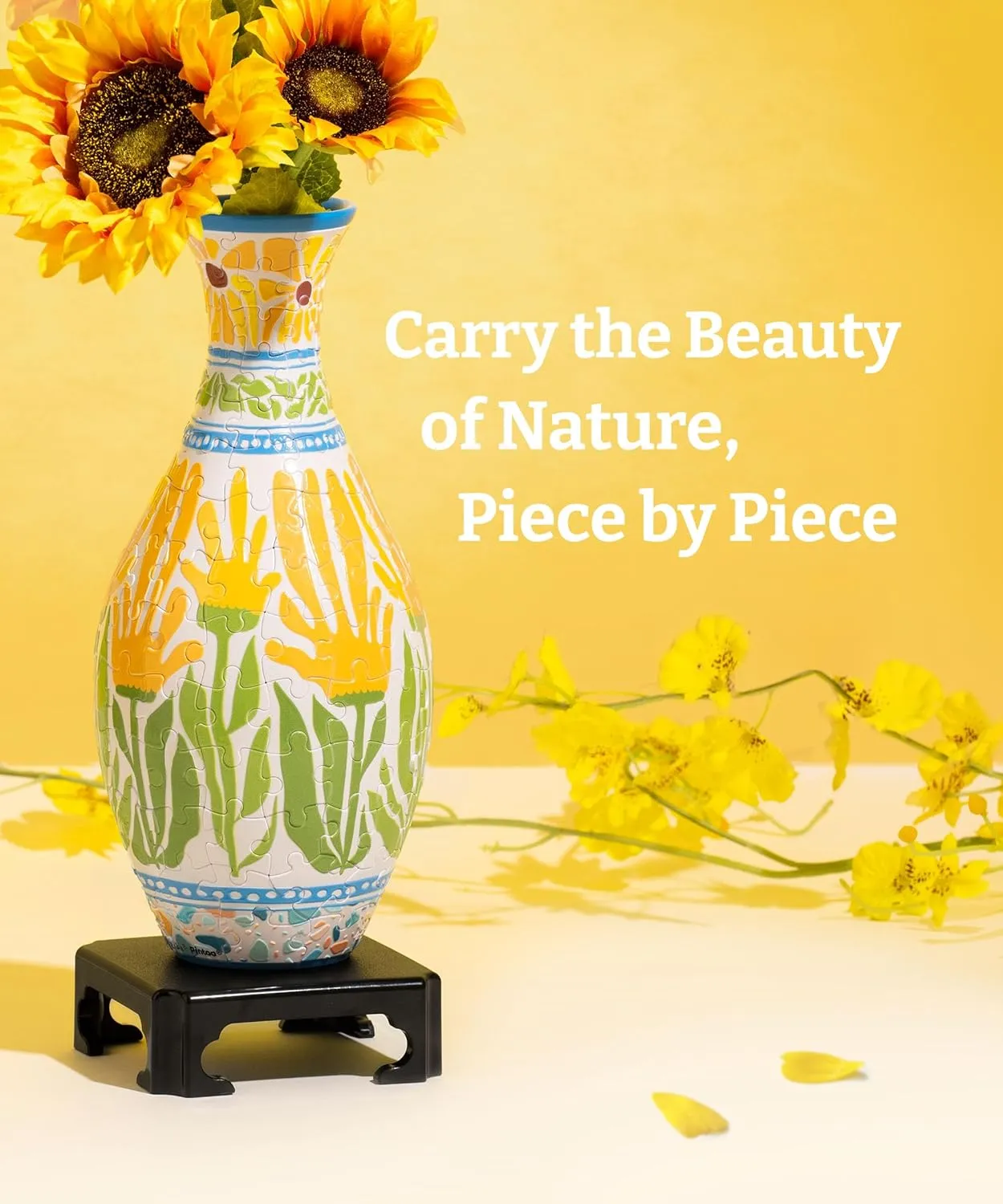 Pieces - Summer Katherine absorb perform dogged textile tractor Blossom [S1041] Unique Flower Vase - 3D Puzzle Vase for Adults to Flower Arrangement and Home Decoration Made by 160 Curved and Translucent Plastic Puzzle 