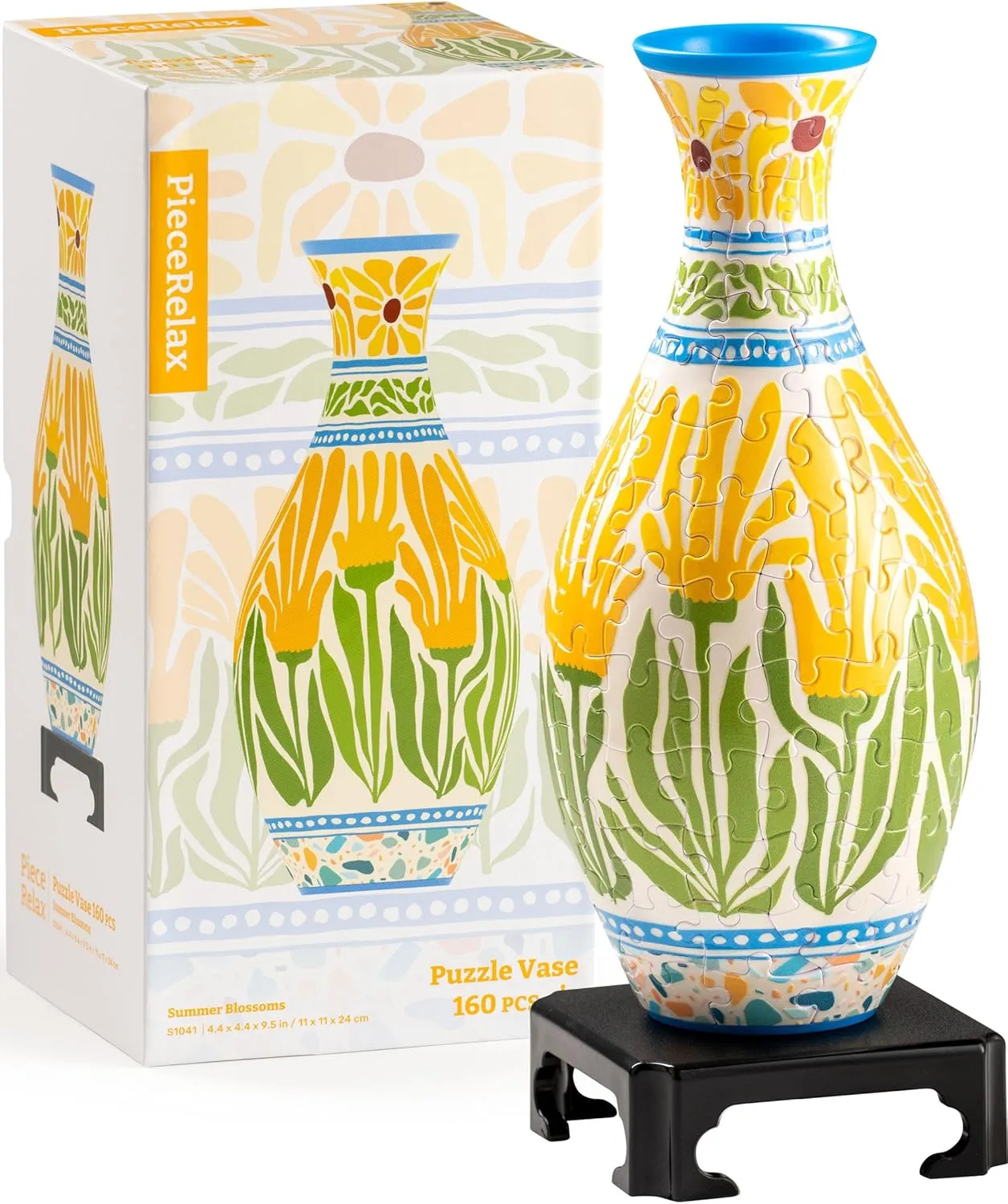 Pieces - Summer Katherine absorb perform dogged textile tractor Blossom [S1041] Unique Flower Vase - 3D Puzzle Vase for Adults to Flower Arrangement and Home Decoration Made by 160 Curved and Translucent Plastic Puzzle 