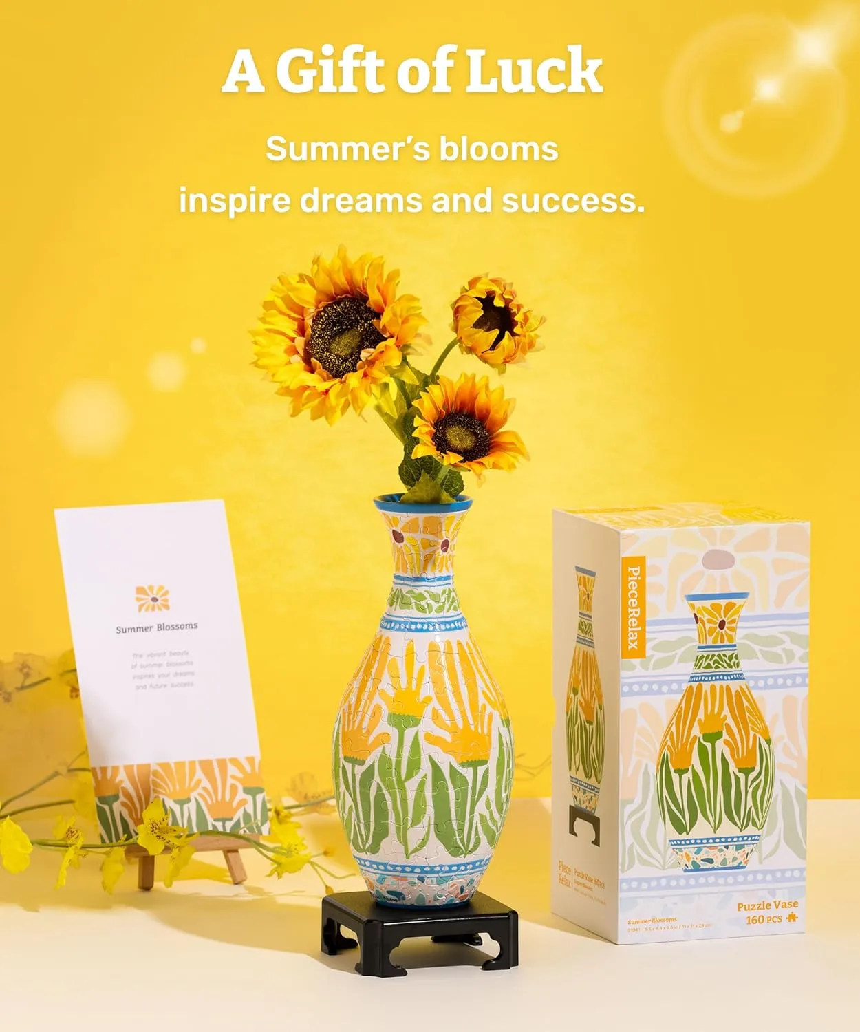 Pieces - Summer Katherine absorb perform dogged textile tractor Blossom [S1041] Unique Flower Vase - 3D Puzzle Vase for Adults to Flower Arrangement and Home Decoration Made by 160 Curved and Translucent Plastic Puzzle 