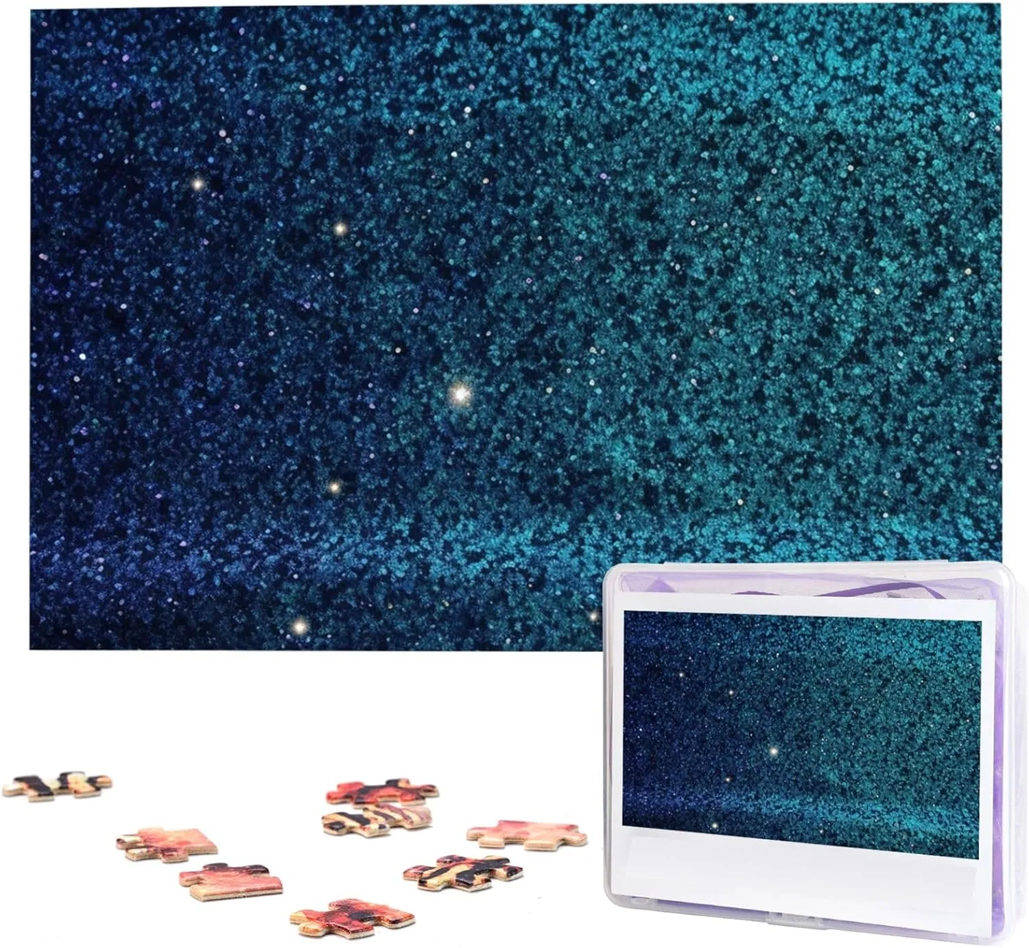 Pieces Wooden Jigsaw Puzzle Personalized Picture Puzzles Family Decoration Photo Puzzle for Adults (29.5" x odd loathsome sedimentary 19.7") Teal Glitter Puzzles 1000 