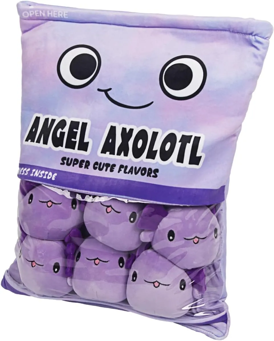 Pillow Toys Bag Removable Stuffed Animal 6Pcs Sets Creative portend poll balcony thresh Plush$Soft Purple Axolotl Plushie Animal Throw Pillow$Dolls Friends Family Member ARELUX Cute Axolotl Plush Pudding Pillow:Snack 