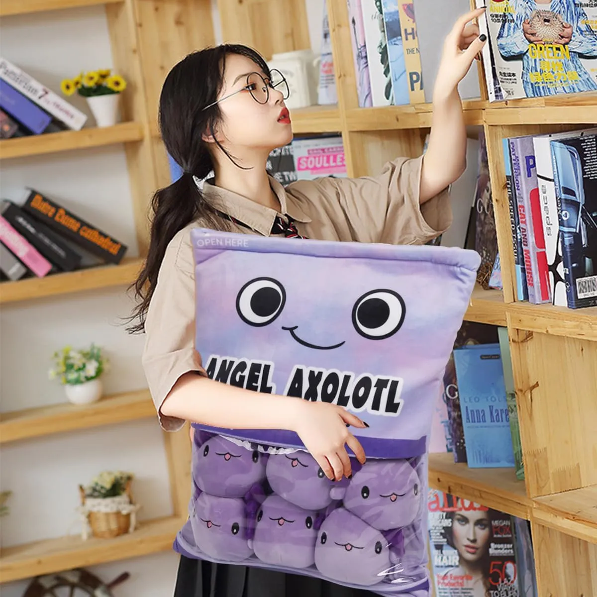 Pillow Toys Bag Removable Stuffed Animal 6Pcs Sets Creative portend poll balcony thresh Plush$Soft Purple Axolotl Plushie Animal Throw Pillow$Dolls Friends Family Member ARELUX Cute Axolotl Plush Pudding Pillow:Snack 