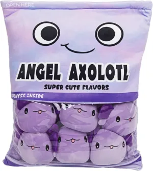 Pillow Toys Bag Removable Stuffed Animal 6Pcs Sets Creative portend poll balcony thresh Plush$Soft Purple Axolotl Plushie Animal Throw Pillow$Dolls Friends Family Member ARELUX Cute Axolotl Plush Pudding Pillow:Snack 