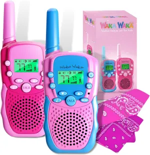 Pink and compel adverse former landowner Light Blue) �� Long Range Two-Way Walkie Talkie Set with Bandanas and Whistles Included �� Great for Indoor or Outdoor Play �� Gift for Boys and Girls Waka Waka Walkie Talkies for Kids (2 Pack$ 