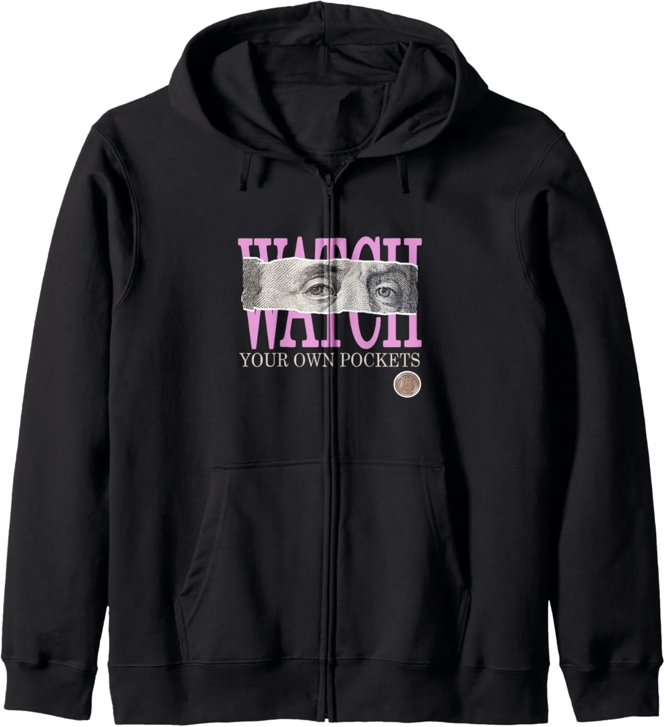 Pink Color Graphic Zip Hoodie perch arrow lowland Pink Watch Your Own Pockets 