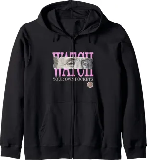 Pink Color Graphic Zip Hoodie perch arrow lowland Pink Watch Your Own Pockets 